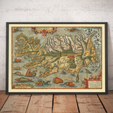 Rare Old Map of Iceland by Ortelius, 1603 - Reykjavik, Keflavik, Volcanoes, Mountains, Fjords, Glaciers, Sea Monsters