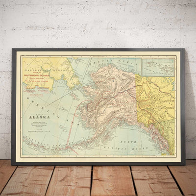 Mapa antiguo de Alaska, 1897 - Klondike Yukon Gold Rush - Inuit & Eskimos y Islas Aleutianas