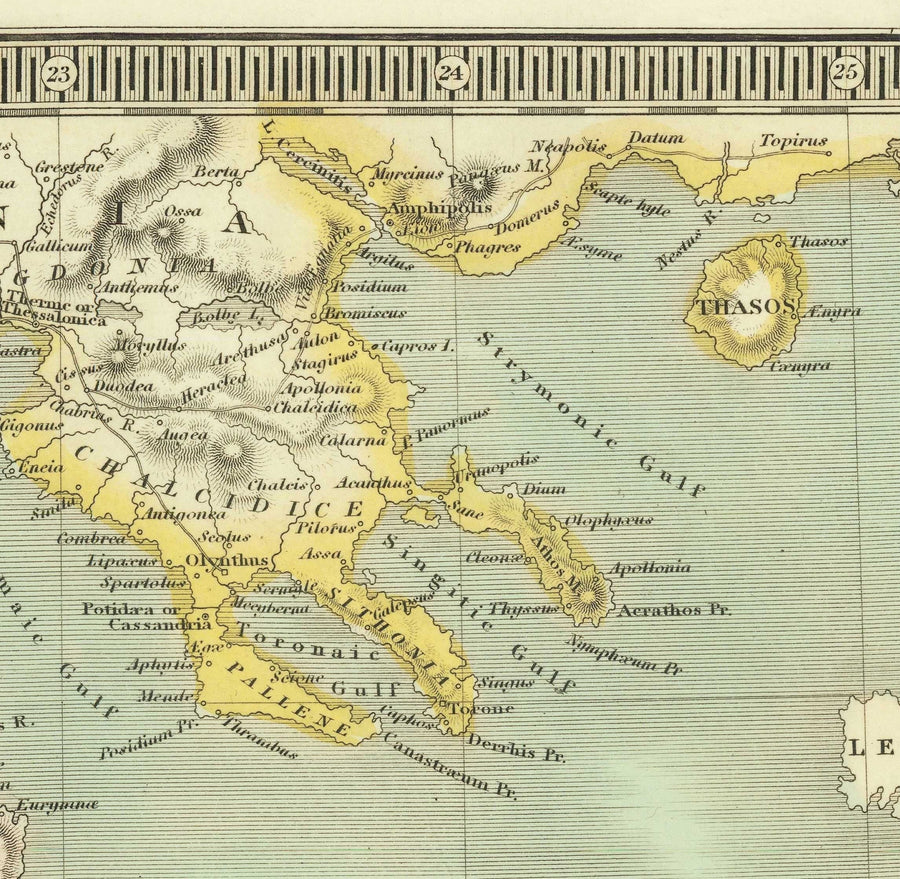 Mappa antica della Grecia, 1834, di Teesdale - Creta, Macedonia, Corfù, Albania, Atene, Tessaglia, Attica 