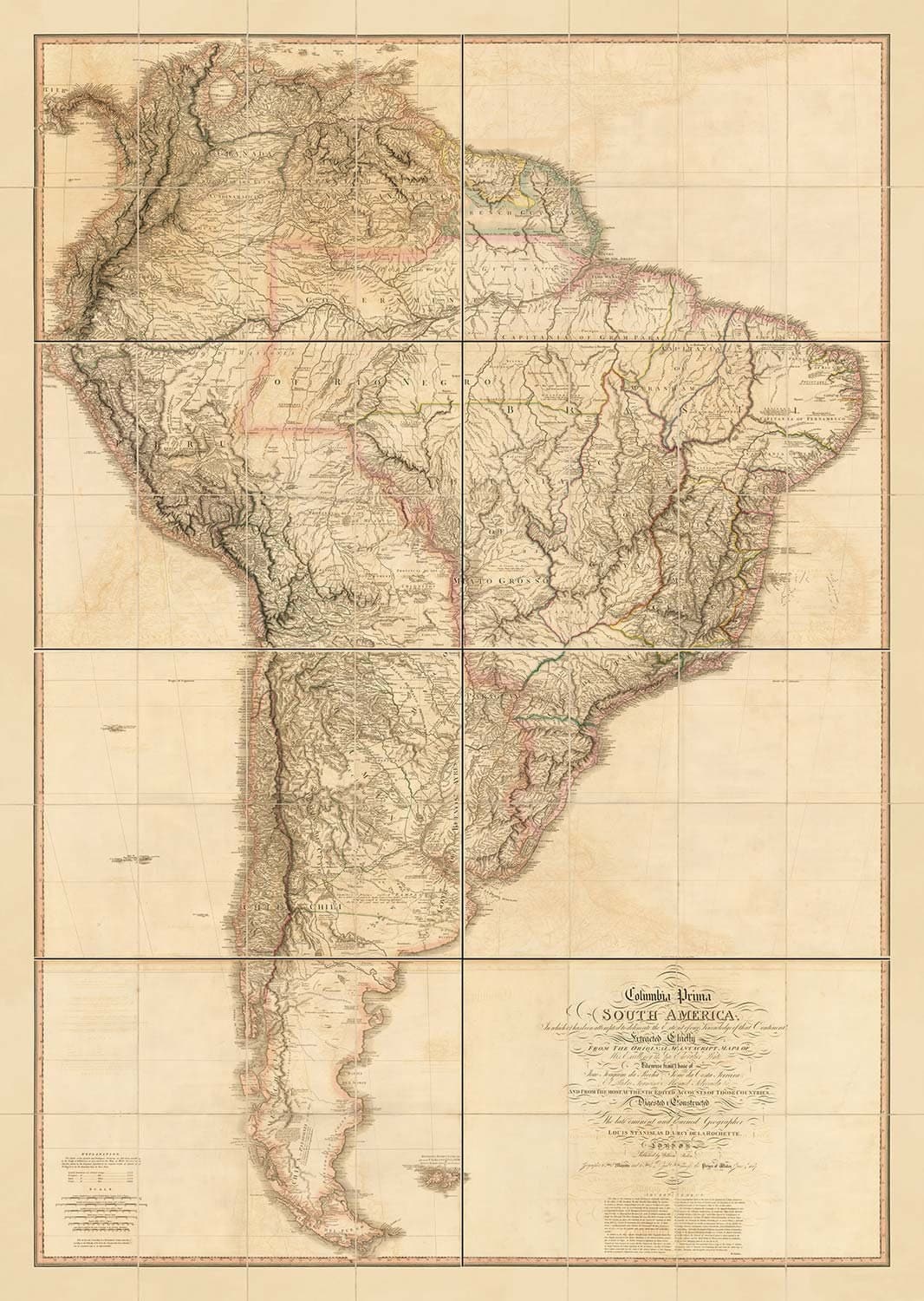 Seltene alte Karte von Südamerika von Faden, 1807 - Spanischer Kolonialismus - Brasilien, Peru, Kolumbien, Chile, Venezuela, Amazon