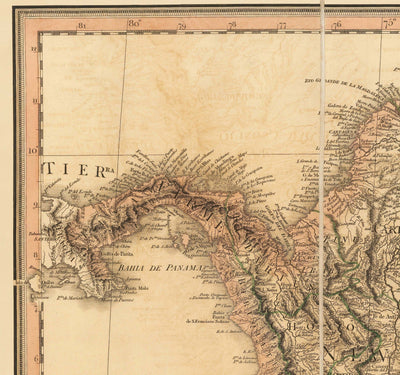Viejo mapa raro de Sudamérica por Faden, 1807 - Colonialismo español - Brasil, Perú, Colombia, Chile, Venezuela, Amazon