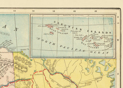Alte Karte von Alaska, 1897 - Klondike Yukon Gold Rush - Inuit & Eskimos und Aleutianische Inseln