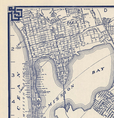 Ancienne Carte de San Diego, 1938 par Thomas Bros - National City, La Jolla, La Mesa, Downtown, Balboa Park & ​​Zoo, North Island