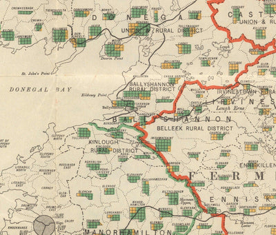 Ancienne carte de l'Irlande du Nord, Ulster en 1923 - Etat irlandais gratuit, Tableau de la population Traité anglo-irlandaise