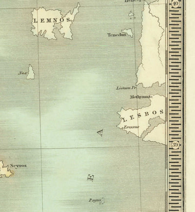 Alte Karte des antiken Griechenlands, 1834, von Teesdale - Kreta, Mazedonien, Korfu, Albanien, Athen, Thessalien, Attika