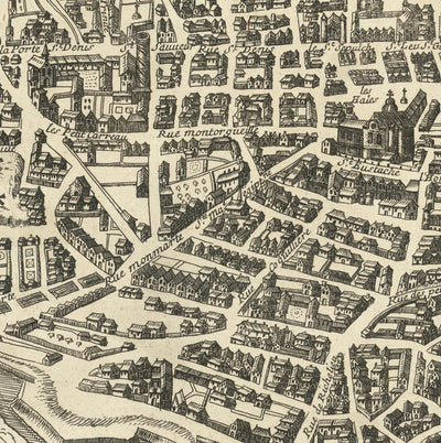 Alte Karte von Paris, Frankreich von Jean Sauve im Jahre 1670 - Notre Dame, Sainte-Chapelle, Île de la Cité, Bastille