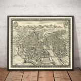 Viejo Mapa de París, Francia de Jean Sauve en 1670 - Notre Dame, Sainte-Chapelle, Isla de la Cité, Bastilla