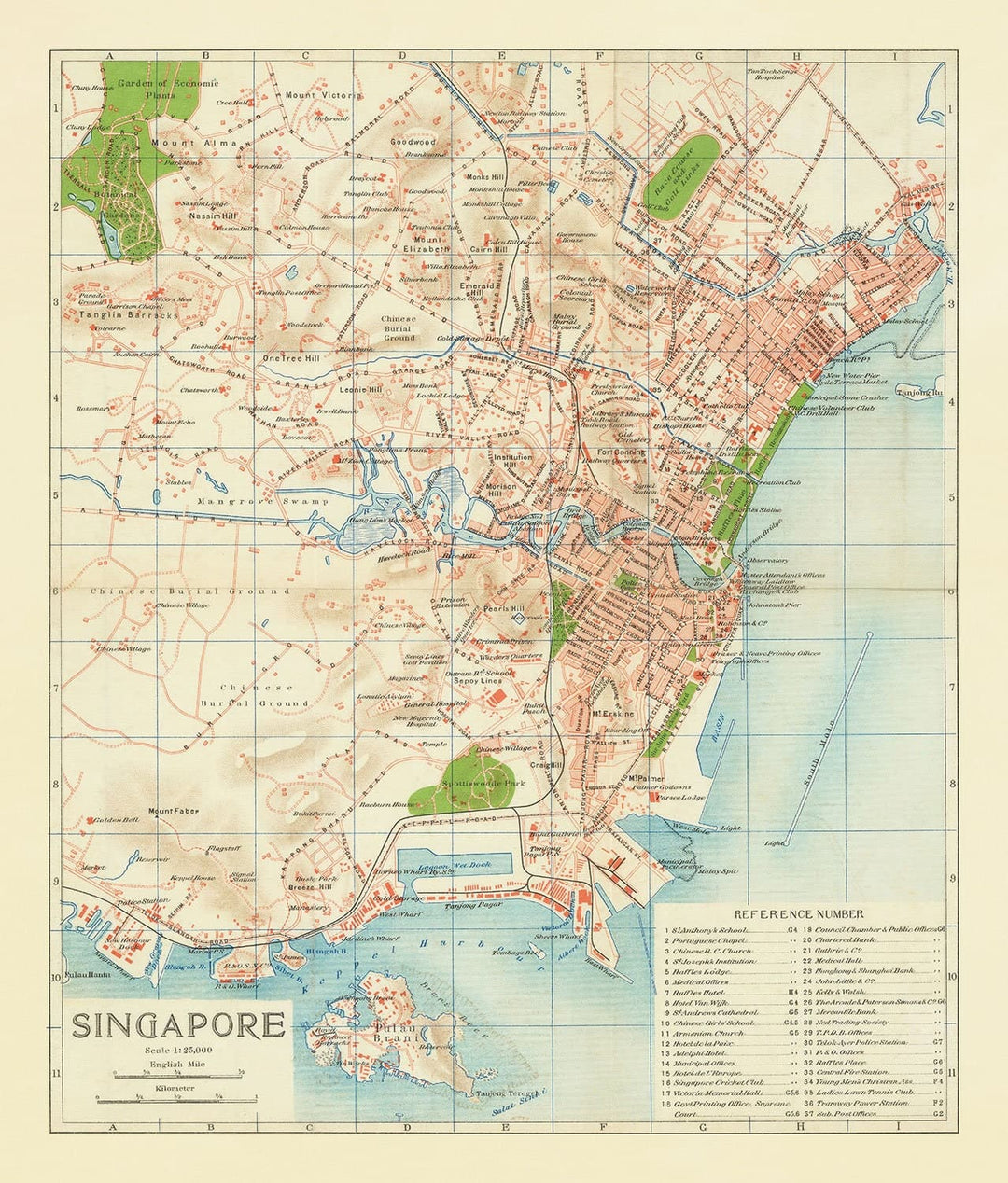 Rare Old Map of Singapore, 1917 - British Empire Colony, Pulau Ujong, – The  Unique Maps Co.