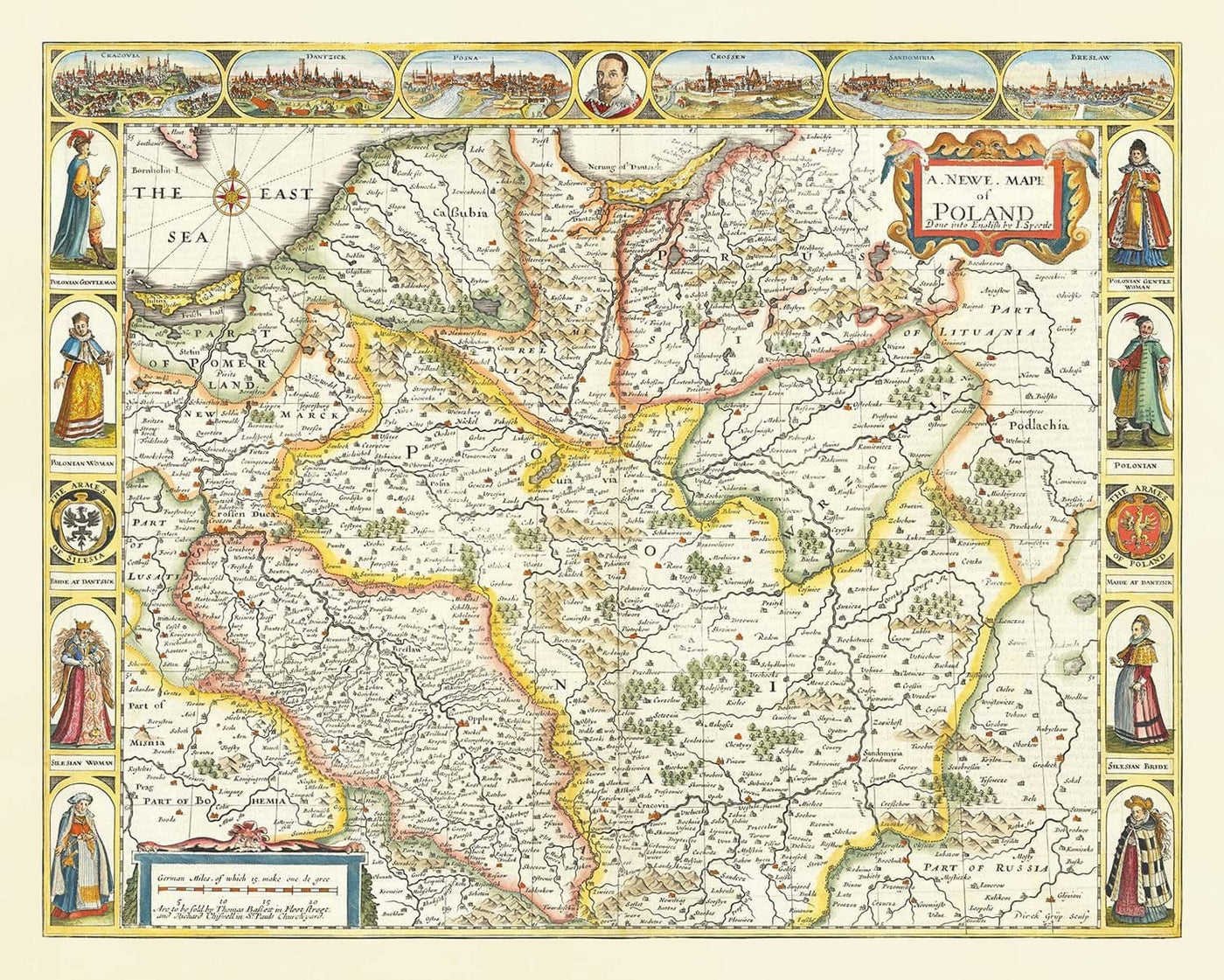 Rare Old Map Of Poland By John Speed 1626 Germany Prussia Rare Old Map Of Poland By John Speed 1626 Germany Prussia