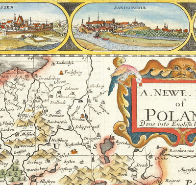 Rare ancienne carte de Pologne de John Vitesse, 1626 - Allemagne, Prusse, Lituanie, Bohême, Varsovie