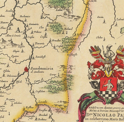 Mapa antiguo de Polonia por Jan Jansson, 1640 - Alemania, Prusia, Lituania, Silesia, Lusatia, Varsovia, Berlín, Cracovia