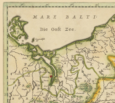 Alte Karte von Polen von Jan Jansson, 1640 - Deutschland, Preußen, Litauen, Schlesien, Lausitz, Warschau, Berlin, Krakau