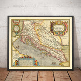 Mapa antiguo de Croacia, Bosnia y Serbia, 1573 de Ortelius - Mar Adriático, Venecia, Zagreb, Belgrado, Sarajevo, Islas