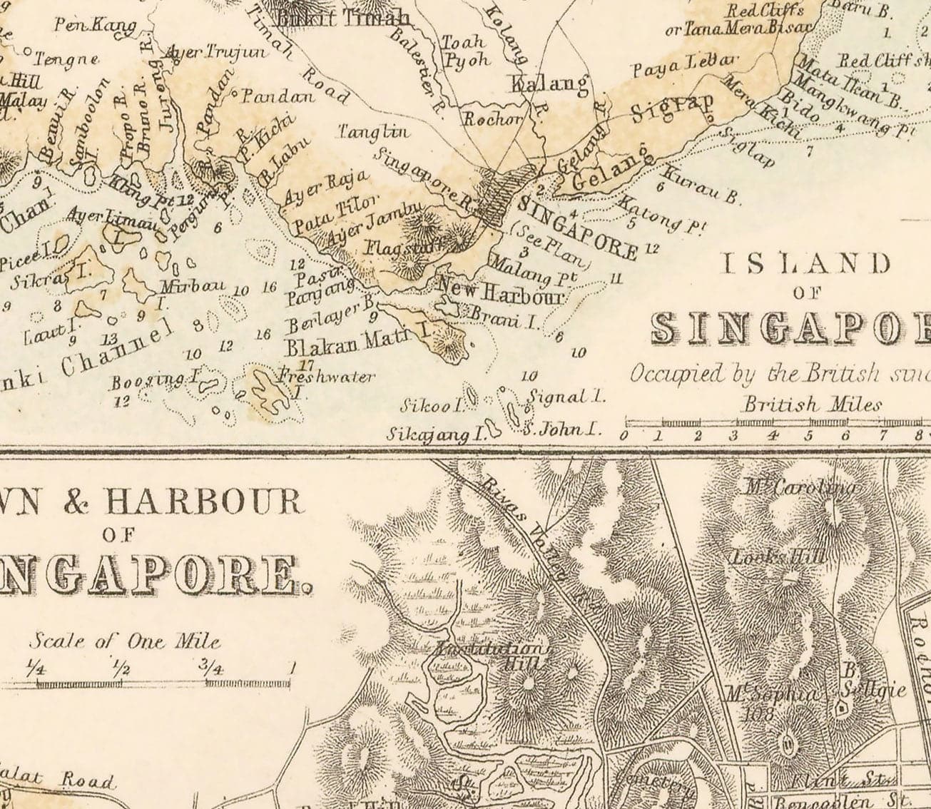 Antiguo mapa colonial de la península de Malasia, 1860 por Fullarton - Singapur, Penang, Malaca, Naning - Asentamientos británicos