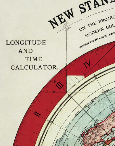 Ancienne carte du monde de la Terre plate, 1892, par Alexander Gleason - Projection polaire azimutale brevetée rare