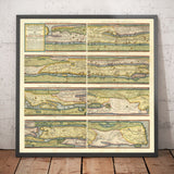 Old Map of Roman Empire Roads, 1624 par Ortelius & Peutinger - Cursus publicus, Rome, Europe, César Augustus