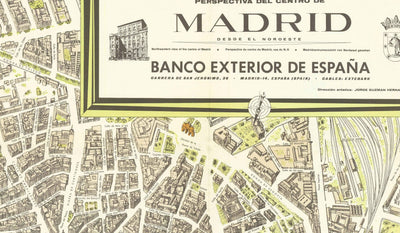 Plan ancien de Madrid, 1966 par Hernández - Palais royal, Teatro Real, Museo Nacional, Plaza Mayor, El Retiro, Palacio de Cristal