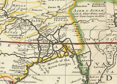 Ancienne carte de l'Inde et de l'Asie du Sud-Est, 1717 par Herman Moll - Indes orientales coloniales, Chine, Malaisie, Thaïlande, Singapour, Indonésie