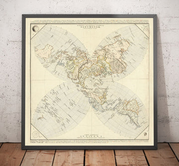 Old Flat Earth Map, 1811 by JC Hinrichs - German, French World Map - Interesting Colonial Atlas Chart