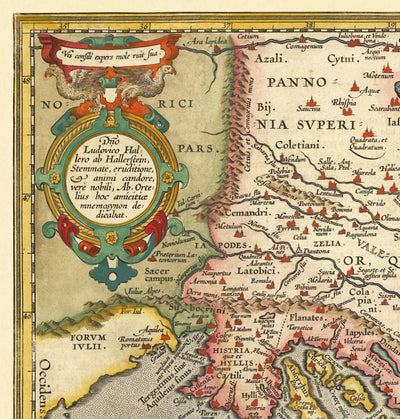 Mapa antiguo de Croacia, Bosnia y Serbia, 1573 de Ortelius - Mar Adriático, Venecia, Zagreb, Belgrado, Sarajevo, Islas