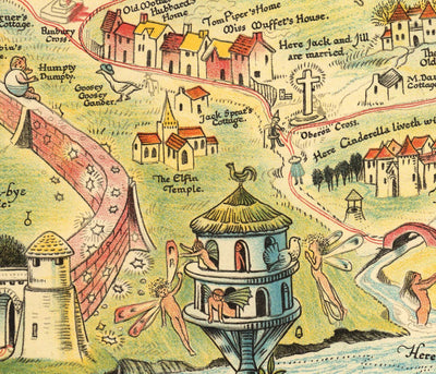 Alte Karte von Fairyland, 1918 von Bernard Sleigh - Kunsthandwerk, europäische Feen, griechische Mythen, Artus, Drachen, Walhalla