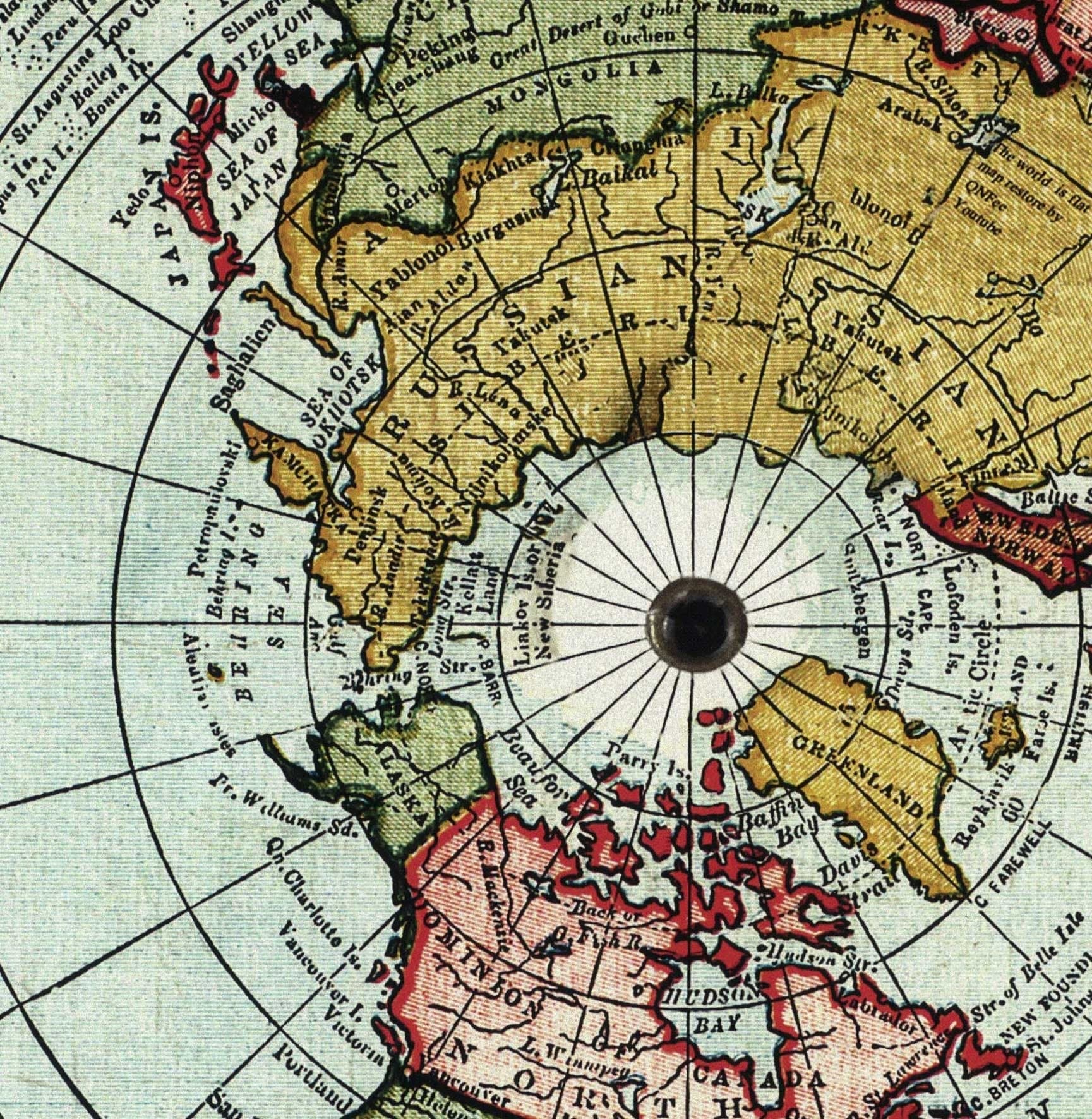 First R World Map Old Flat Earth World Map, 1892, by Alexander Gleason - Rare Patented P ...