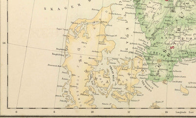 Mapa antiguo de Suecia, Noruega y Finlandia rusa, 1872 por Fullarton - Escandinavia, Dinamarca, Mar Báltico, Golfo de Botnia