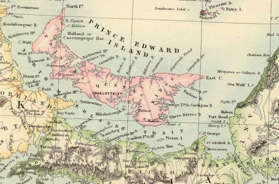 Alte Karte von Neufundland, Nova Scotia & New Brunswick, 1872 von Fullarton - Kanada, Koloniales Britisch Nordamerika 