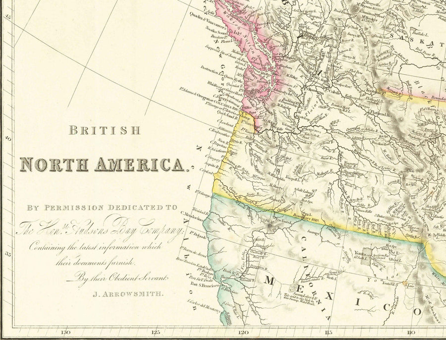 Alte Karte von Kanada, 1840 von Arrowsmith - USA, Russisch-Amerika, Ober- und Unterkanada, Britisch-Nordamerika, einheimische und indigene Völker 