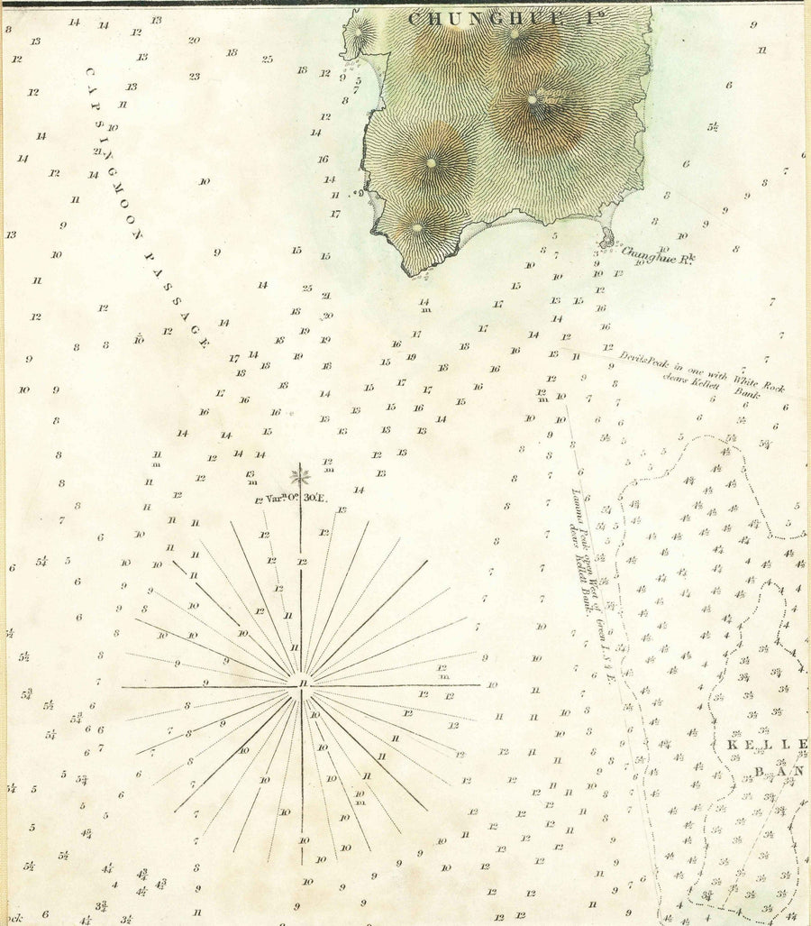 Die erste Karte von Hongkong, 1843 - Alte Admiralty Navy Chart - Kowloon, Victoria Bay, frühe britische Kolonie 