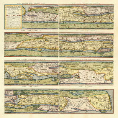 Alte Karte der Straßen des Römischen Reiches, 1624 von Ortelius & Peutinger - Cursus Publicus, Rom, Europa, Caesar Augustus