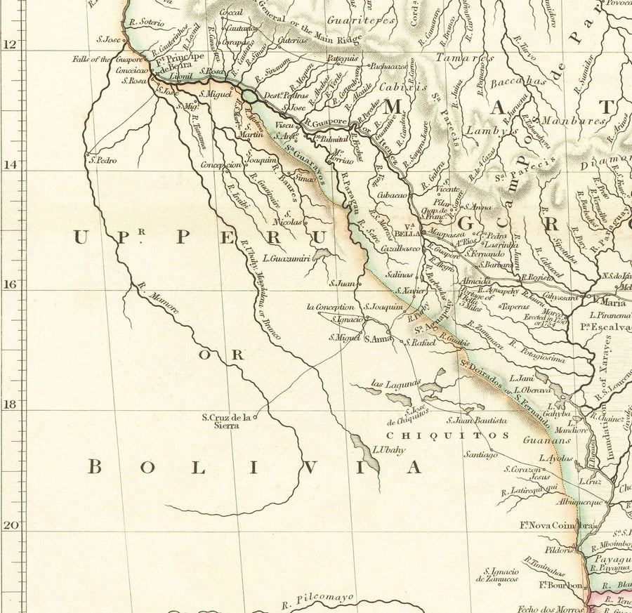 Mappa antica del Brasile, 1832 di Arrowsmith - America del Sud coloniale - Regno del Portogallo, Imperatore Pedro II, Fiume Amazzoni 