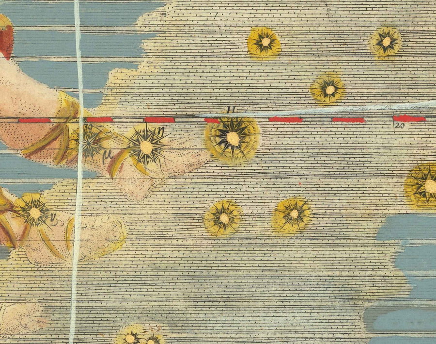 Antica mappa stellare dei Gemelli, 1624 di Johann Bayer - Carta astrologica zodiacale - Segno zodiacale dei Gemelli 