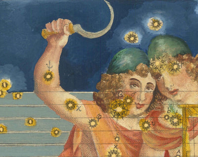 Alte Sternkarte von Gemini, 1624 von Johann Bayer - Zodiac Astrology Diagramm - Das Horoskopzeichen des Zwillingshoroskops