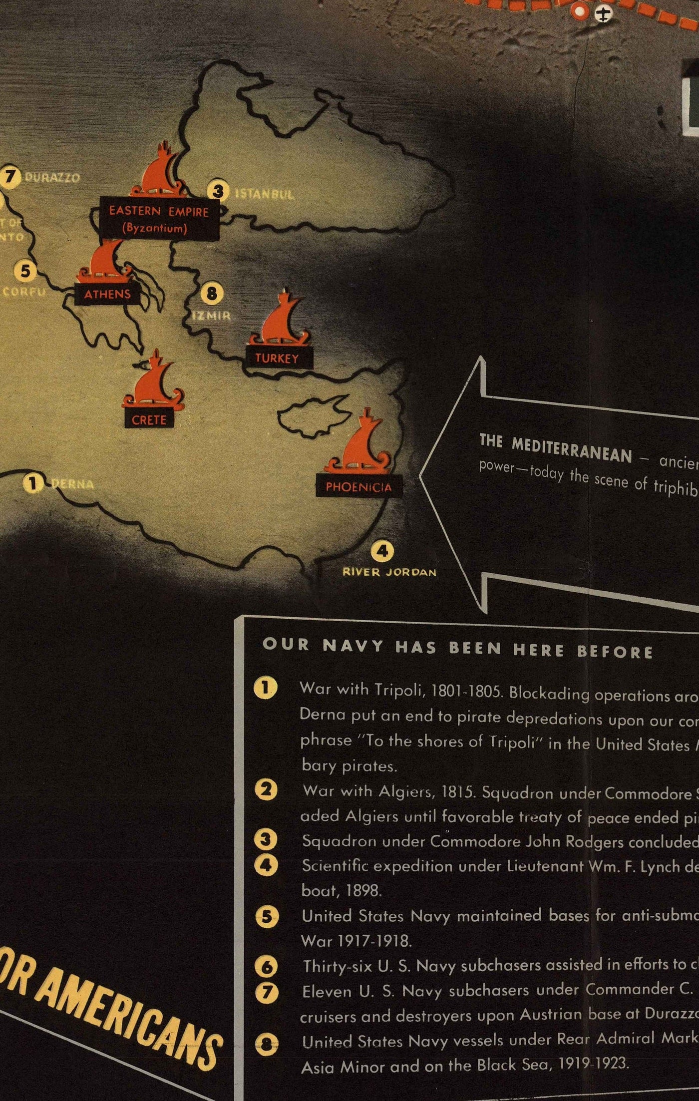 Antiguo mapa de la Segunda Guerra Mundial: Mediterráneo, 1944 - NavWarMap No.1 - Europa del Sur y África del Norte - Italia, España, Francia