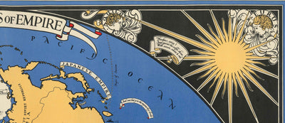 Carreteras del Imperio: Antiguo mapa del mundo del Imperio Británico, 1933, por Max Gill - Colonias, Commonwealth, rutas marítimas