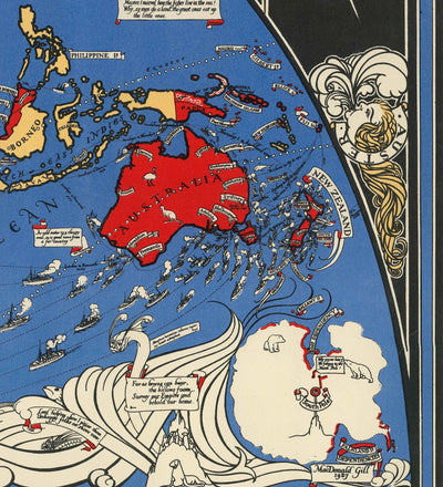 Highways Of Empire: Old British Empire World Map, 1933, by Max Gill - Colonies, Commonwealth, Shipping Routes