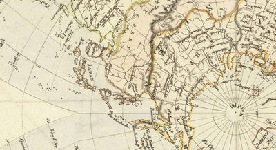 Ancienne carte de la Terre plate, 1811 par JC Hinrichs - Carte du monde allemande et française - Intéressante carte de l'Atlas colonial