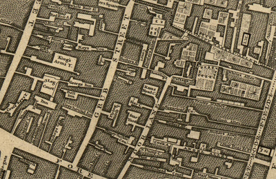 Antiguo mapa de Londres de John Rocque, 1746, E1 - Old Street, Finsbury, Moorgate, Barbican, St Lukes, Liverpool St