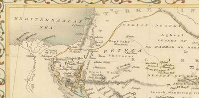 Alte Karte von Arabien, 1851 von Tallis & Rapkin - Saudi-Arabien, Jordanien, Oman, Jemen, Rotes Meer, Dubai, Persischer Golf, Naher Osten