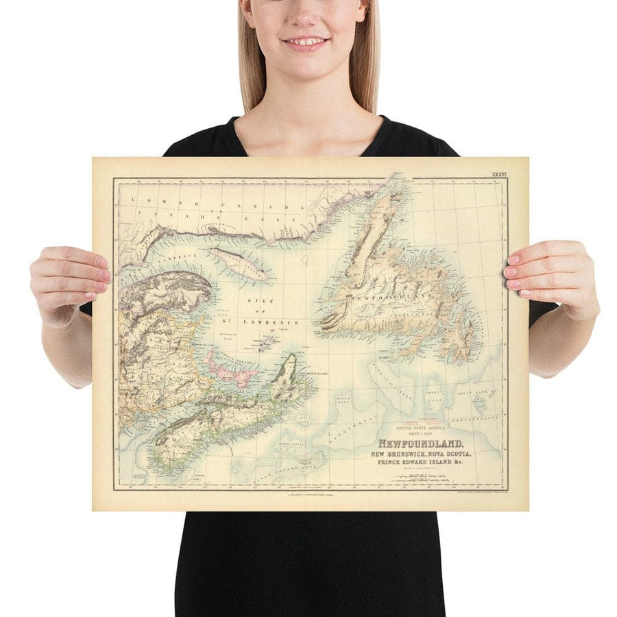 Alte Karte von Neufundland, Nova Scotia & New Brunswick, 1872 von Fullarton - Kanada, Koloniales Britisch Nordamerika 