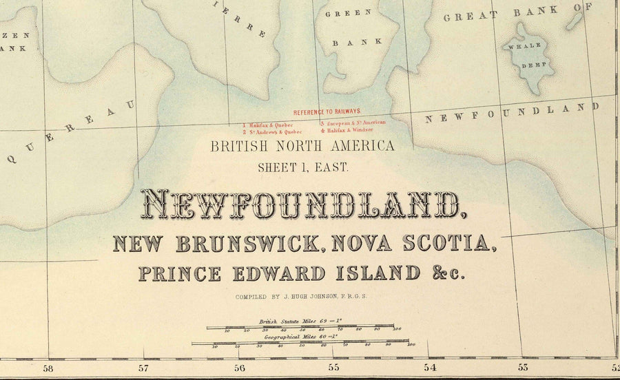 Alte Karte von Neufundland, Nova Scotia & New Brunswick, 1872 von Fullarton - Kanada, Koloniales Britisch Nordamerika 