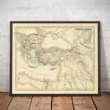 Old Map of the Turkish / Ottoman Empire, 1872 by Fullarton - Byzantine, East Roman, Balkans, Greece, Roumelia, Iraq