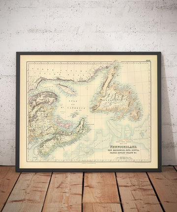 Alte Karte von Neufundland, Nova Scotia & New Brunswick, 1872 von Fullarton - Kanada, Koloniales Britisch Nordamerika 