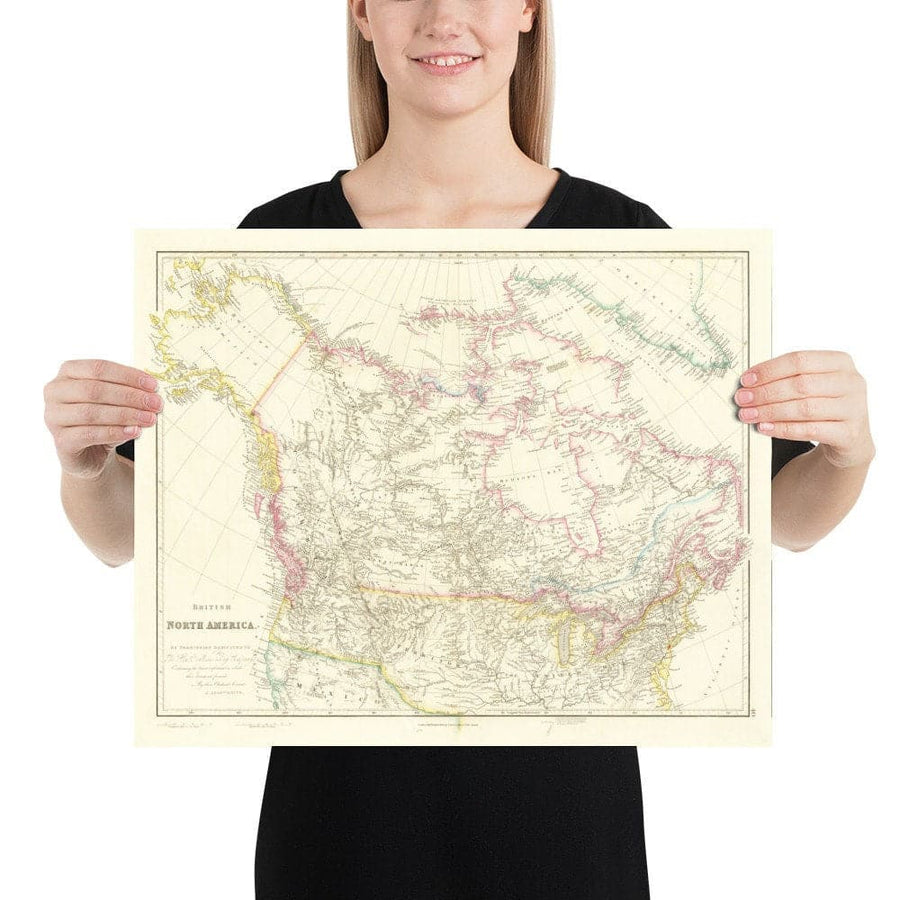 Alte Karte von Kanada, 1840 von Arrowsmith - USA, Russisch-Amerika, Ober- und Unterkanada, Britisch-Nordamerika, einheimische und indigene Völker 