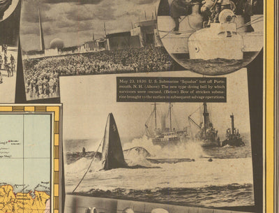 Weltkriegs -Weltkarte, 1939 - Alte historische Ereignisse - Hitler in Polen eindringen, Verbündete erklären den Zweiten Weltkrieg, Papst im Sterben