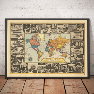 World War 2 World Map, 1939 - Old Historical Events - Hitler Invading Poland, Allies Declaring WW2, Pope Dying