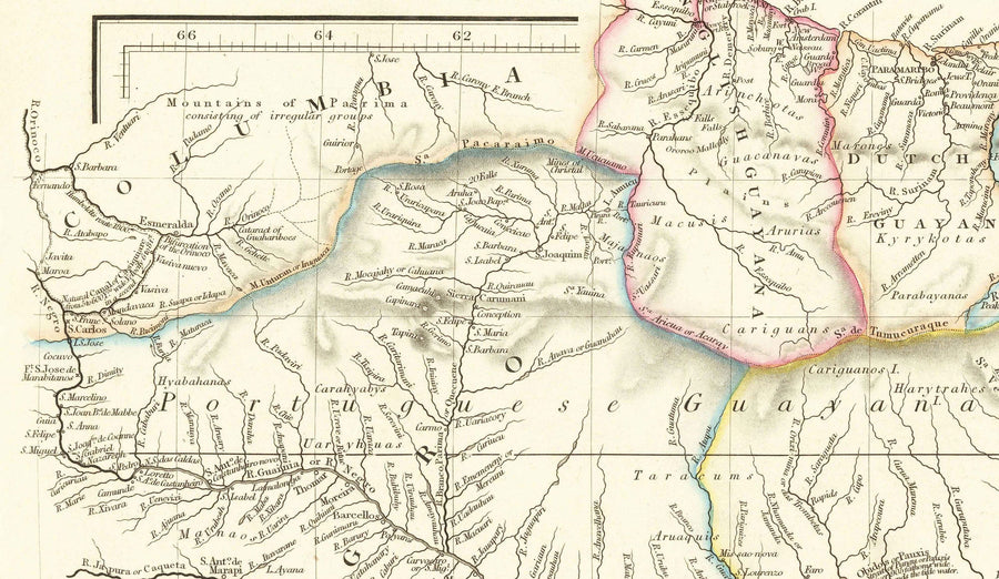 Mappa antica del Brasile, 1832 di Arrowsmith - America del Sud coloniale - Regno del Portogallo, Imperatore Pedro II, Fiume Amazzoni 