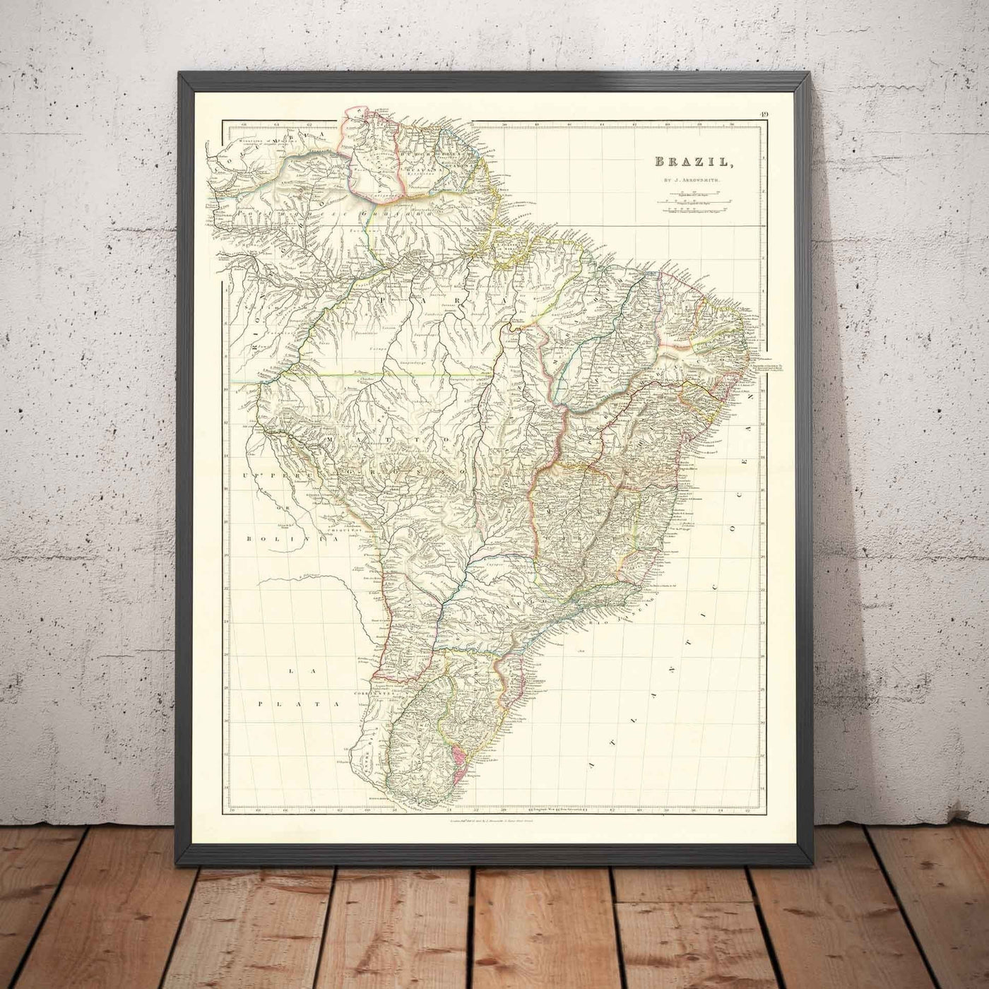 Mapa antiguo de Brasil, 1832 por Arrowsmith - América del Sur colonial - Reino de Portugal, Emperador Pedro II, Río Amazonas