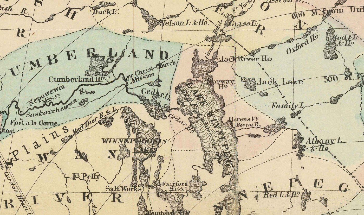 Mapa antiguo del Ferrocarril del Pacífico Norte, 1870 por Traubel - Ferrocarriles en Canadá y Estados Unidos - Grandes Lagos, Estados